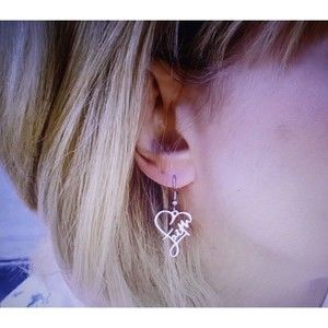 Stainless Steel Cross Heart Design Creative Elegant Dangle Earring Silver Plated